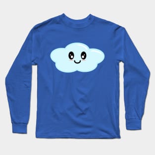 Kawaii Cute Cloud Character - Blue Long Sleeve T-Shirt